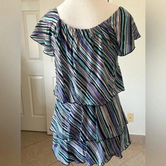 Style & Co. Petite Womens Blouse Striped Short Sleeve PP Multicolor - Picture 3 of 10